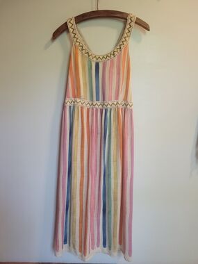 Gundrun Sjoden Striped Midi Womens Dreaa Medium Lined Pockets Backless